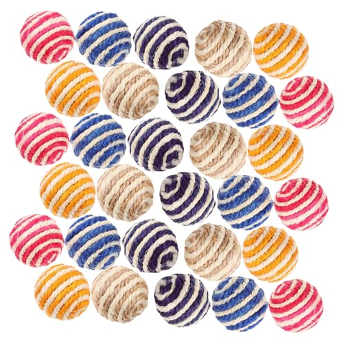 Toyvian 35 Stück Katzenspielzeugball Kauen Interaktiv Lustig Fangen Katzenaktivität Kätzchen-sisalball Katze Katzenminze Katzenbissspielzeug Hanfseil Bunt Zufällige Farbe von Toyvian