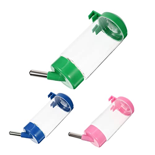 Toyvian Hängender Automatischer Haustier Wasserspender Aus Kunststoff Für Hamster Und Kleintiere Transparente Trinkflasche 3 Stück (blau Pink Grün) von Toyvian
