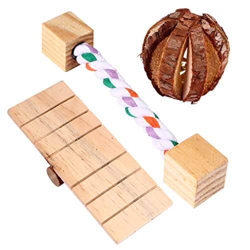 Toyvian 3 Stück Hamster Spielzeug Kauspielzeug für Kleintiere Haustier Holzspielzeug für Hamster Meerschweinchen und Chinchillas Sicheres Backenzahnspielzeug für von Toyvian
