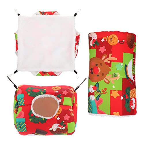Toyvian 3Stücke Weihnachts Hängematte Für Hamster Warmes Schlafbett Für Kleintiere Langlebiges Haustier Hängesofa Mit Tunnel Für Nager Und Meerschweinchen von Toyvian