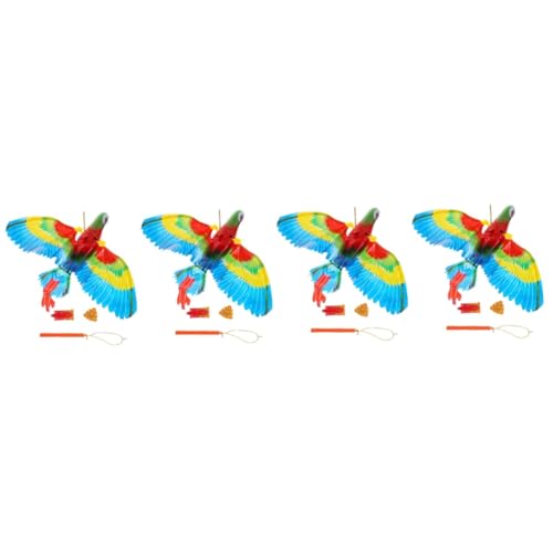 Toyvian 4 Sätze Elektrisches Vogel-Katzenspielzeug hängender Fliegender Papagei Leuchtendes Katzenspielzeug Spielzeuge Twerking-Spielzeug Interaktives Katzenspielzeug Katzenzubehör Flug von Toyvian