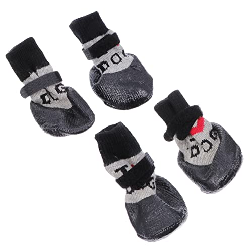 Toyvian 4 Stück Anti-rutschhund-Schuhe Sockenschuhe Pfotenschützer Für Haustiere Welpenschuhe Socke Haustierstiefel Welpenstiefel Welpensocken Hundeschuhe Socke Garn Black von Toyvian
