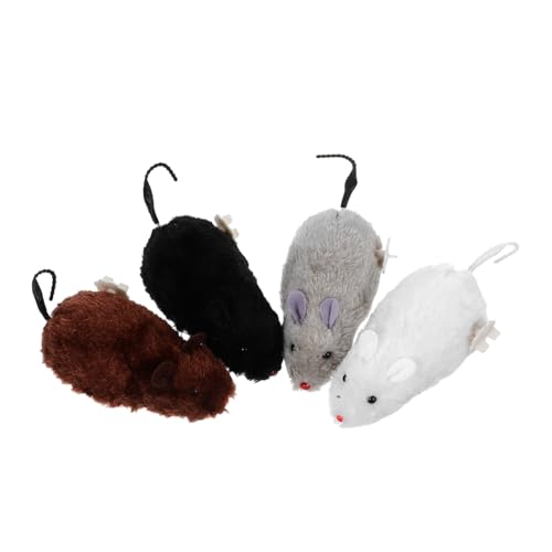 Toyvian 4 Stück Aufziehmäuse Katzenspielzeug Interaktive Flauschige Wind Up Mäuse Batterien Fördert Bewegung und Spielspaß für Wohnungskatzen und Haustiere Zufällige Farbe Zufällige Farbe von Toyvian