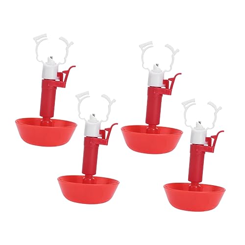 Toyvian 4 Stück Automatischer Trinkbrunnen Gewässer Hängend Stichworte Hühnerzubehör Schüssel Lebensraumbedarf Für Geflügel Automatisches Hühnerwasser Küken Geflügeltrinker Spender Rot von Toyvian