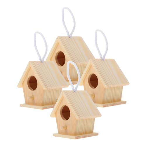 Toyvian 4 Stück DIY Mini Vogelhaus Bausatz Teiliges aus Unbehandeltem Holz Bemalen und Dekorieren Hängendes Vogelhäuschen für Gartenpartys und Natürliche Vogelbeobachtung von Toyvian