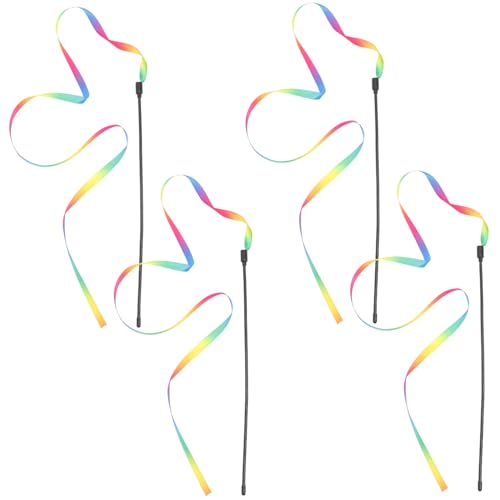 Toyvian 4stücke Katzenspielzeug Mit Regenbogenfaden Interaktive Angel Mit Buntem Band Für Hauskatzen Aus Hochwertigen Materialien Langlebig Und Kratzfest von Toyvian