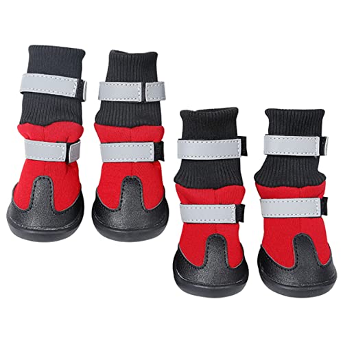 Toyvian 4 Stück Lange Hundeschuhe für Welpen rutschfeste Winterstiefel für Kleine und Große Hunde Schützend und Warm für Schnee und Kalte Reflektierend XL Rot Toyvian 4 Stück Lange Hundeschuhe für Welpen rutschfeste Winterstiefel für Kleine und Große Hunde Schützend und Warm für Schnee und Kalte Reflektierend XL Rot von Toyvian