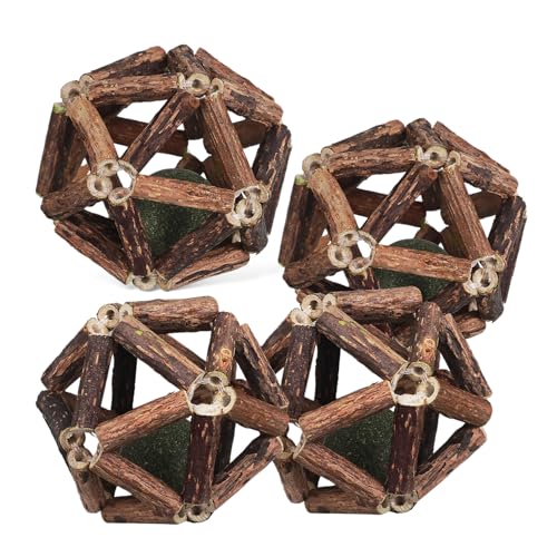 Toyvian 4 Stück Spielzeugschleifenstäbchen Drinnen Backenzahn Kätzchen Katzenfischkugel Stimulation Katze Wohnungskatzen Katzenbälle Spielzeuge Polygonum Holz von Toyvian