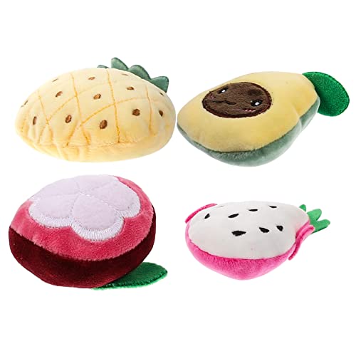 Toyvian 4 Stück Teiliges Katzenminze Spielzeugset aus Plüsch Obstform Katzenspielzeug für Interaktive Unterhaltung Avocado Drachenfrucht und Ananas für Katzenliebhaber und Haustiere von Toyvian