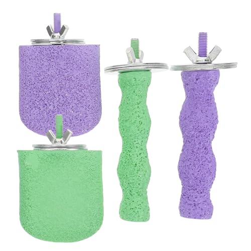 Toyvian 4 Stück Teiliges Vogel Kratzbrett Natürlicher Krallenschleifstein mit Rutschfester Oberfläche Sicherer Papageien Käfig Sitzstange für Wellensittiche Nymphensittiche und Andere von Toyvian
