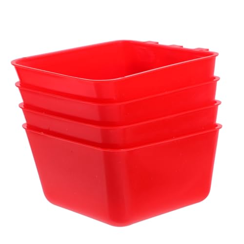 Toyvian 4 Stück Vogelkäfig -Fütterungsschale meerschweinchen wassernapf Geflügelfutter Hähnchen-Trinkbecher Vogelhäuschen für Haustiere Wassernapf für Kaninchen Hasenschalen Sport rot von Toyvian
