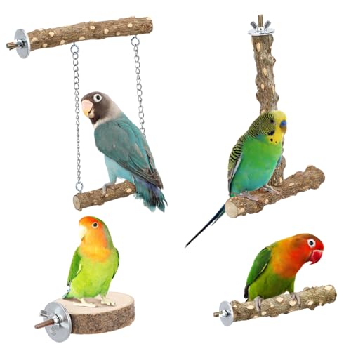 Toyvian 4 Stück Vogelstangen Papageienstangen Mit Schaukel Sittichstangen Vogelkäfig Zubehör Vogelschaukel Papageienstangen Für Große Vögel Vogelzubehör Für Käfige Sitzstangen Für von Toyvian