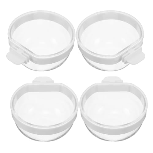 Toyvian 4 Stück kleine Vogelfutterschalen, Papageienfutternapf, Käfig-Wasserspender für Nymphensittiche, Sittiche, Aras, Finken, Unzertrennliche, Kleintiere, transparent, L von Toyvian