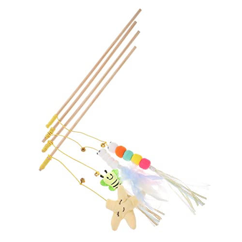 Toyvian 4stücke Katzenstab Spielzeug Mit Katzenminzen-spielball Und Katzenspielzeugschnur Attraktives Interaktives Neckspiel Für Haustierkatzen von Toyvian