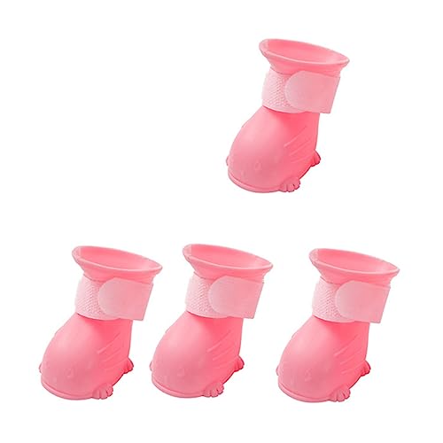 Toyvian 4 Stück wasserdichte Schuhe Regenschuhe für Hunde im Freien Anti-Hunde-Stiefel Pfote Haustier groß hundeschuhe Dog Shoes wasserdichte Regenschuhe Regenstiefel für Hund Schritt Rosa von Toyvian