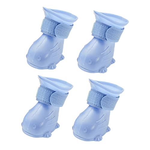 Toyvian 4 Stück wasserdichte Schuhe wasserdichte Hundestiefel Regen Traktion Hundestiefelpfoten Greifer Haustier rutschfeste Hundeschuhe Blue Schritt von Toyvian