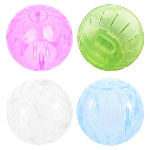 Toyvian 4-teiliger Hamster-Laufball: Geräuschloses Laufrad aus Kunststoff für kleine Tiere – Hamsterball für Chinchillas, tägliches Fitnessspiel von Toyvian