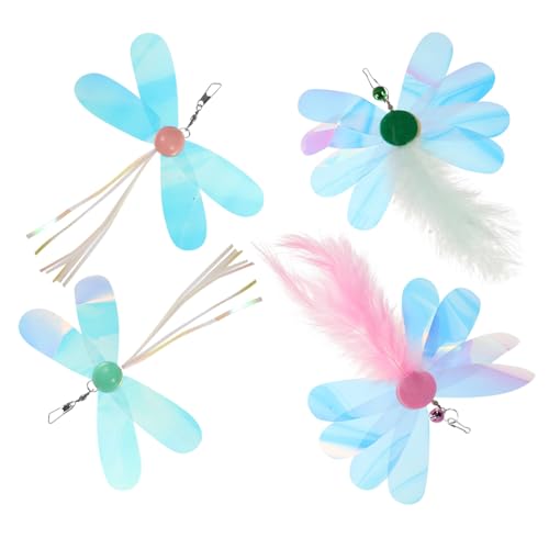 Toyvian 4stücke Interaktive Katzenangel Ersatzköpfe Mit Bunten Glitzer-Schmetterlingen Und Libellen Für Indoor-Katzen Fördert Spiel Und Bewegung Einfache Handhabung Langlebiges Design von Toyvian