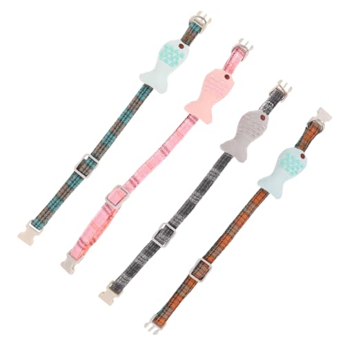 Toyvian 4Stücke Verstellbares Katzenhalsband Im Fischdesign Teiliges Set Mit Gittermuster Komfortable Halskette Für Haustiere Sicheres Haustierzubehör Für Katzen Und Kleine Mix von Toyvian