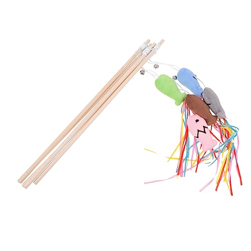 Toyvian 5 Stück Katzenangel Teiliges Interaktives Katzenspielzeug mit Anhängern Lustige Teaser Sticks für Katzen und Tragbar für Katzenbeschäftigung von Toyvian