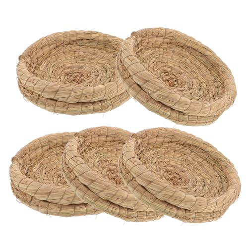 Toyvian 5 Stück Teiliges Geflochtenes Stroh Nest für Vögel und Kleine Tiere Natürliches Schlafbett Robust und Bequem als Dekoration und Nistplatz für Kaninchen Meerschweinchen Hamster von Toyvian