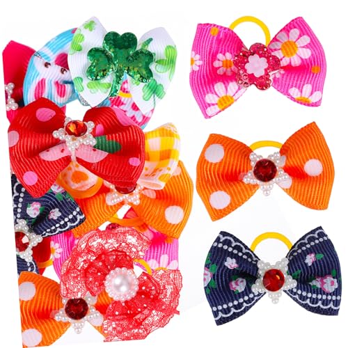 Toyvian 50 Stück Teiliges Hunde Haar Schleifen mit Elastischem Band Mehrfarbige Strassperlen Haarschleifen für Hunde und Katzen rutschfeste Haarschmuck Accessoires für Haustierdekoration von Toyvian