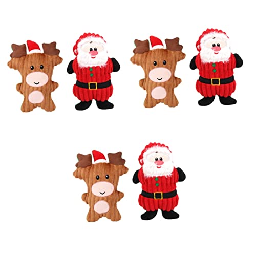 Toyvian 6 STK Haustier Spielzeug Haustierzubehör Weihnachtsweihnachtsmann-Puppe Chewer Hundespielzeug Kauspielzeug Für Haustiere Hundebissspielzeug Partybedarf Weihnachten Stoff Kind von Toyvian