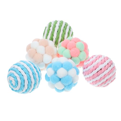 Toyvian 6 Stück Teiliges Katzenballspielzeug Set mit Glocke Plüschige Interaktive Katzenspielzeuge aus Sisal Fuzzy Bälle für Indoor Katzen und Kätzchen zur Beschäftigung und Toyvian 6 Stück Teiliges Katzenballspielzeug Set mit Glocke Plüschige Interaktive Katzenspielzeuge aus Sisal Fuzzy Bälle für Indoor Katzen und Kätzchen zur Beschäftigung und von Toyvian