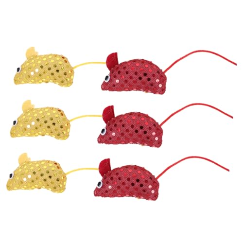 Toyvian 6 Stück Teiliges Katzenspielzeug mit Mausform Interaktive Spielmäuse für Drinnen für Kätzchen und Katzen und Ansprechend Fördert Kauverhalten von Toyvian