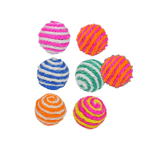 Toyvian 6Stücke Sisal Katzenspielzeug Bälle Kauspielzeuge Für Katzen Und Langlebig Für Beschäftigung Zufällig von Toyvian