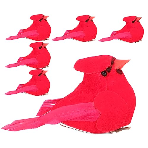 Toyvian 6st Kardinalfiguren Rote Kardinalverzierung Weihnachtskardinaldekor Gefälschte Vögel Zum Basteln Tier-Vogel-Modelle Christbaumclip Auf Dekoration Baumschmuck Künstlich Plastik von Toyvian