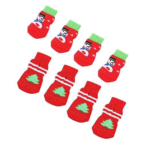 Toyvian 8 Stück Teiliges Weihnachts Haustiersocken mit Rutschfester Warmer Strickqualität für Hunde Paw Protector für Drinnen und Draußen als und Fotoshooting Zubehör von Toyvian