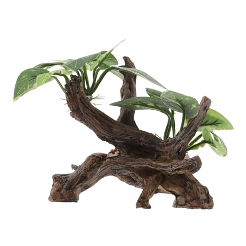 Toyvian Aquarium-deko Harz mit Driftwood-höhle und Stoffblattpflanzen Vielseitig für Süßwasser Terrarien Geeignet Natürliche Wurzeloptik für Fisch Reptilienbecken von Toyvian