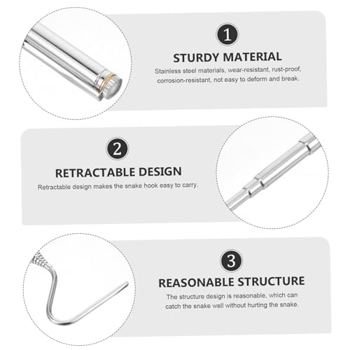 Toyvian Ausziehbarer Reptilienhaken aus Edelstahl Verstellbarer Wiederverwendbarer Schlangenhaken mit Teleskopfunktion Sicherer Abstand Leicht und Praktisch für Schlangenliebhaber und von Toyvian