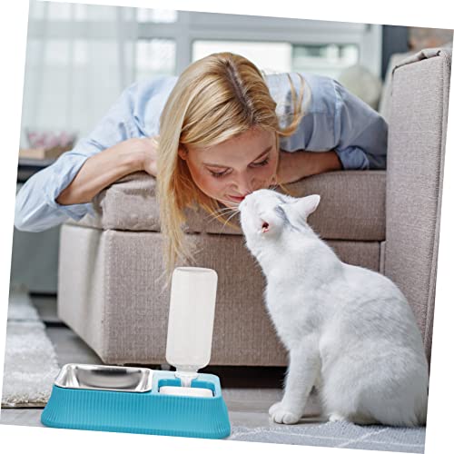 Toyvian Automatischer Haustier Wasserspender und Futternapf mit Rutschfester Basis Abnehmbarem Transparentem Behälter für Hunde und Katzen Praktischer Futter und Wassernapf Einfache von Toyvian