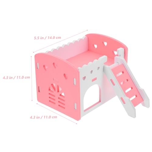 Toyvian Buntes Hamsterhaus aus Holz Kleines Nagerhaus mit Doppeltem Gemütliches Versteck und Schlafplatz für Hamster Chinchilla Meerschweinchen Robustes Kleintierhaus mit Balkon Rosa von Toyvian