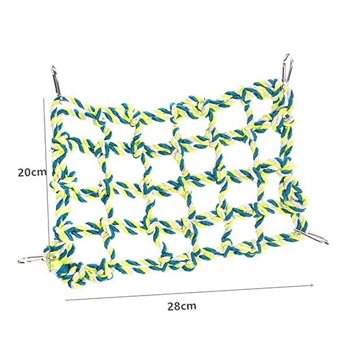 Toyvian Buntes Kletternetz aus Baumwollseil für Papageien und Kleine Vögel Robustes Hängespielzeug Fördert Bewegung Geeignet für Vogelkäfige Grün Kleine von Toyvian