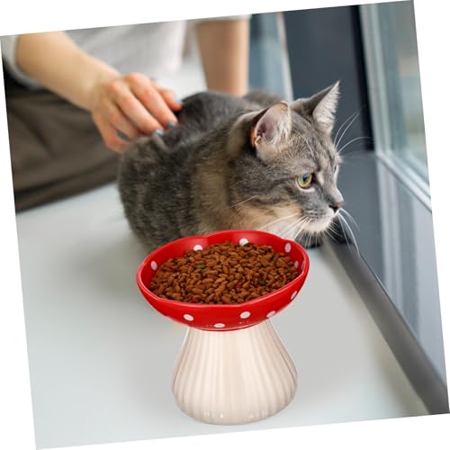 Toyvian Erhöhte Keramik Katzennapf Pilzform Shallow Futternapf Katzenfreundlich für Bessere Haltung und Sauberes Fressen von Toyvian