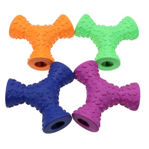 Toyvian Futterspender Hundespielzeug aus Naturkautschuk Robustes Kauspielzeug mit Zahnpflege Dreiseitiges Design für Interaktives und Füttern Geeignet für Welpen und Zufällige Farbe von Toyvian