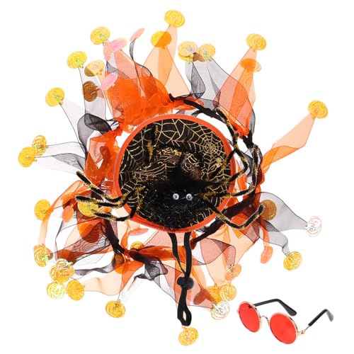 Toyvian Halloween Katzenhalsband Set mit Spinnenmuster Verstellbares Strapazierfähiges Haustierhalsband für Katzen Kaninchen und Welpen Teiliges Party Kostüm Zubehör für Halloween und von Toyvian