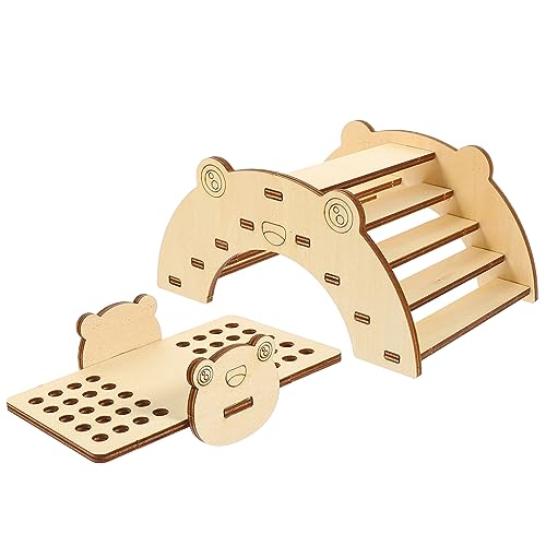 Toyvian Hamster Holz Teiliges DIY mit Wippe und Brücke für Käfig Langlebig und Interaktiv Fördert Bewegung und Beschäftigung für Kleine Nager von Toyvian