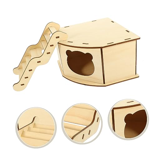 Toyvian Hamster Holz Versteck Haus DIY Selbstmontage mit Leiter Langlebiges Sicheres Nager Holzhaus Bissfestes Kleintier Versteck für Hamster und Kleine Haustiere Leicht zu Reinigen und von Toyvian