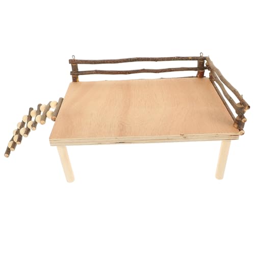 Toyvian Hamster Kletterleiter Holzplattform Kleintier Spielplatz Robust Beißfest Für Zwerghamster Chinchillas Rennmäuse Mehrzweck Holz Hamsterplattform von Toyvian