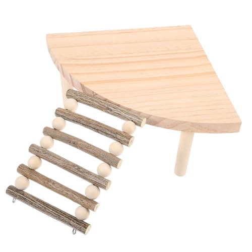 Toyvian Hamster Kletterplattform aus Holz mit Leiter für Zwerghamster und Meerschweinchen Robuste Rattenleiter Vielseitige Kleintierplattform zum Klettern Ausruhen und Leicht zu Reinigen von Toyvian