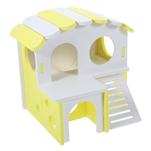 Toyvian Hamster Versteck Holzhaus Doppelstöckig mit Leiter Kleintier Haus für Meerschweinchen Ratten Kaninchen Sicheres Rückzugsort Für Kleintiere von Toyvian