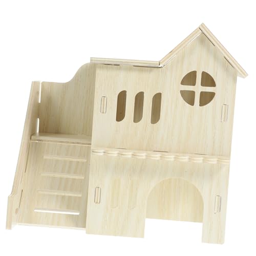 Toyvian Hamster Versteckhaus aus Holz Mehrkammeriges Kleintierhaus mit Rampe Natürlicher Rückzugsort für Hamster Meerschweinchen Eichhörnchen und Kleine Nager und Sicher für Schlaf und von Toyvian