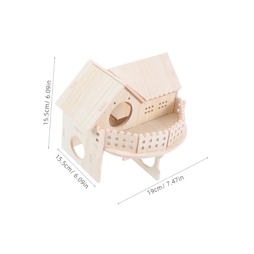 Toyvian Hamster holzhaus mit Dualen Verspieltes aus Natürlichem Holz Transparenter Sichtfenster Kreatives Spielhaus für Hamster und Kleine Nager Innenbereich Geeignet von Toyvian