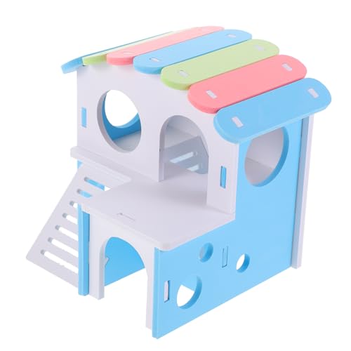 Toyvian Hamsterhaus Doppeldeckig PVC Stabiles Nagetierversteck Großes Spielhaus zum Klettern und Verstecken Niedliche Villa für Hamster Meerschweinchen und Kleine Haustiere Einfach zu von Toyvian