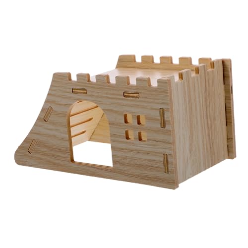 Toyvian Hamsterhaus aus Holz Doppelte rutschfeste Rampe Robustes Versteck für Kleine Nager Ausruhen Geeignet für Hamster und Kleine Kleintiere von Toyvian