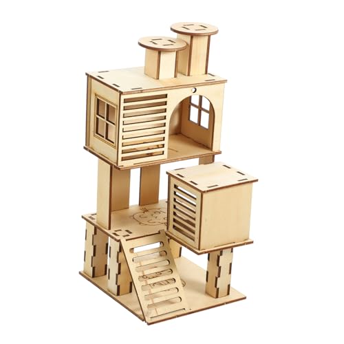 Toyvian Hamsterhaus aus Holz mit Rutsche und Leiter Kreatives Kletterspielzeug für Zwerghamster Kleine Igel und Kleintiere Spielplatz und Versteck für Käfig und Haustierhaltung von Toyvian